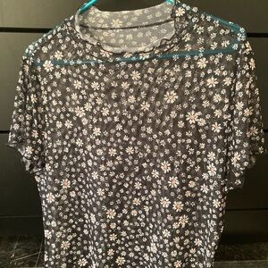 Black, orange and white sheer mid length summer dress